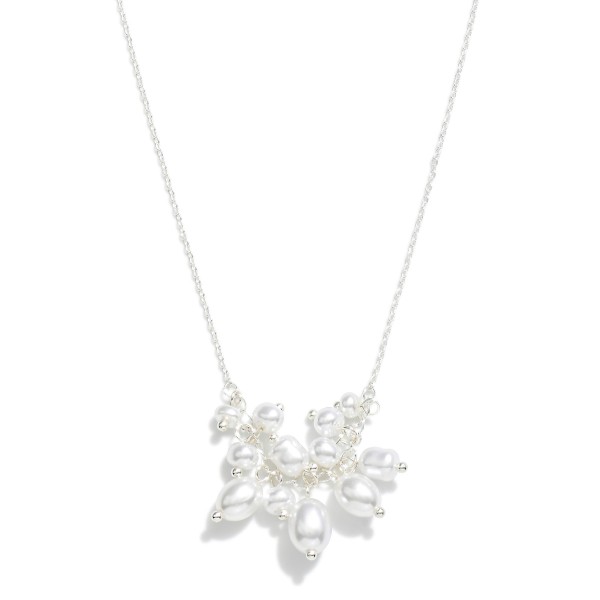 Wholesale dainty Chain Link Necklace Linked Pearl Cluster Detail L Extender L