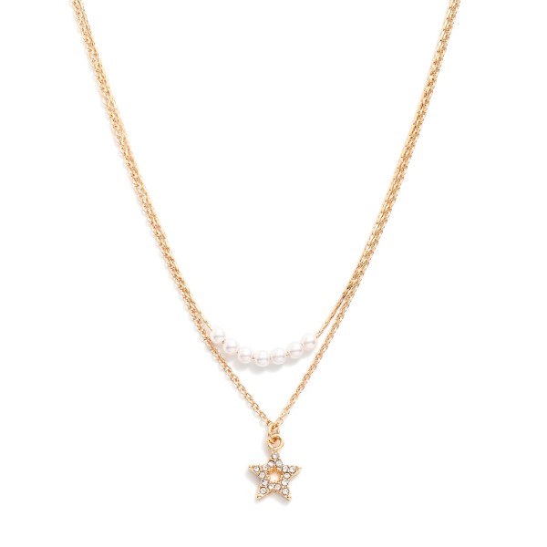 Wholesale dainty Layered Chain Link Necklace Pearls Rhinestone Cross Pendant L E