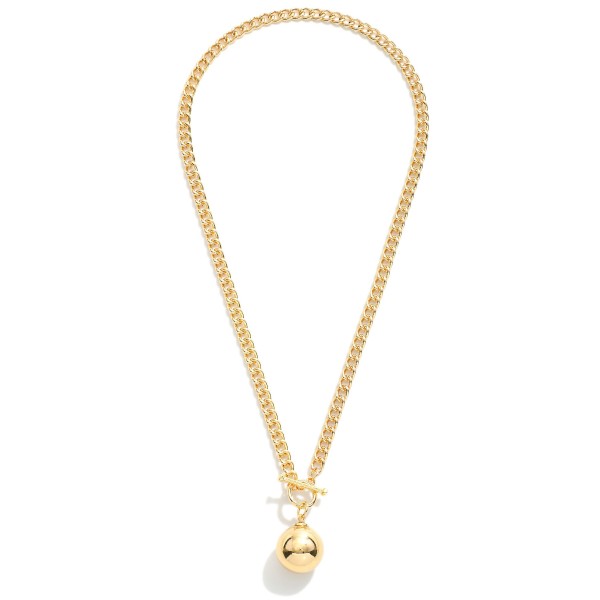 Wholesale chain Link Necklace Metal Toggle Clasp Ball Pendant L