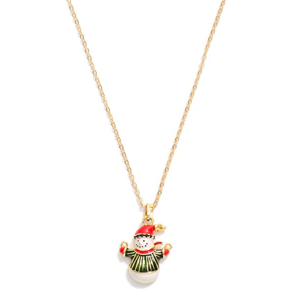 Wholesale chain Link Necklace Painted Metal Snowman Cubic Zirconia Details L Ext