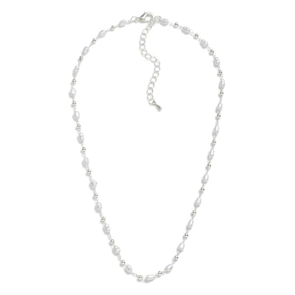 Wholesale chain Link Necklace Metal Bead Pearl Stations L Extender L