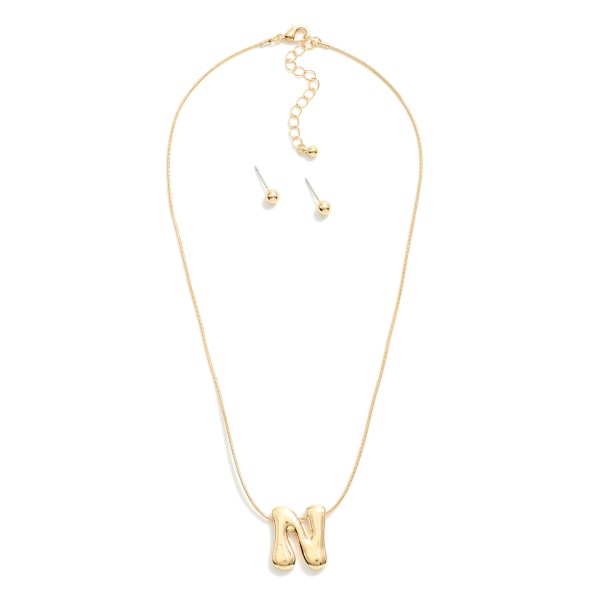 Wholesale metal Snake Chain Necklace Bubble Initial Pendant Metal Ball Stud Earr