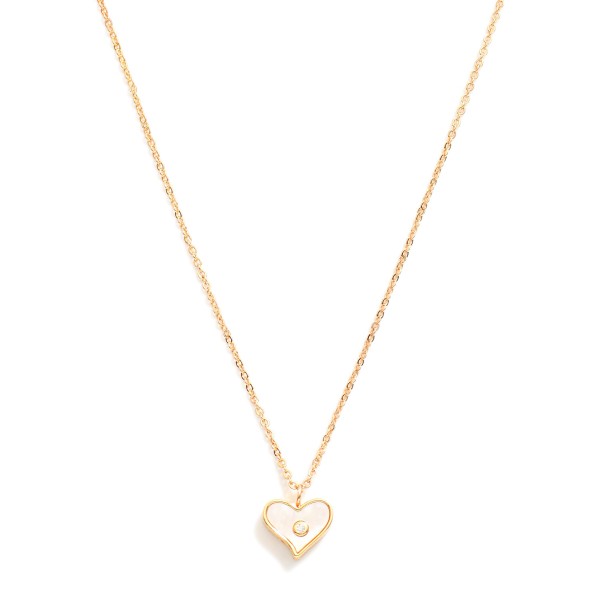 Wholesale dainty Chain Link Necklace Pearlescent Heart Pendant L Extender L