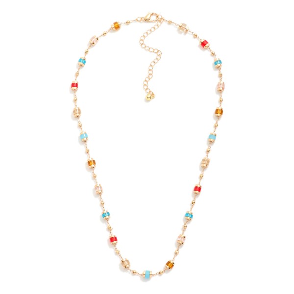 Wholesale metal Chain Link Necklace Stacked Beaded Disc Stations L Extender L