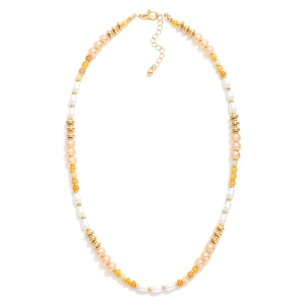 Wholesale beaded Necklace Metal Tones Stone Pearls L Extender L