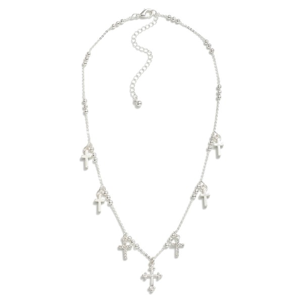 Wholesale chain Link Charm Necklace Crosses Metal Beaded Stations L Extender L