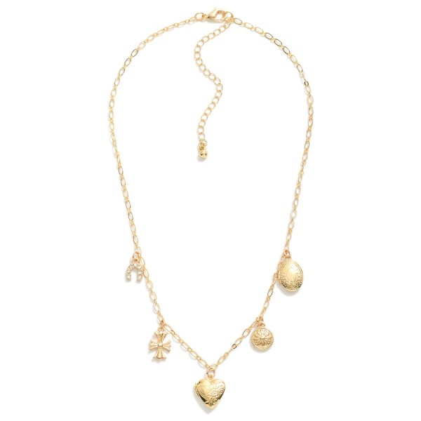 Wholesale metal Chain Link Charm Necklace Lockets Cross Horseshoe Charms L Exten