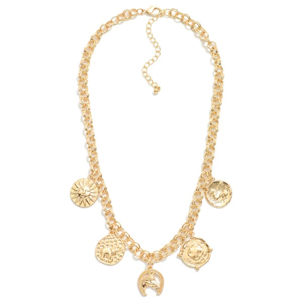 Wholesale double Link Chain Link Charm Necklace Metal Tones Animal Charms L Exte