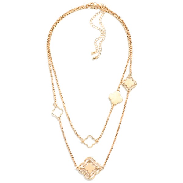 Wholesale set Two Metal Box Chain Necklaces Metal Clover Stations L Extender L