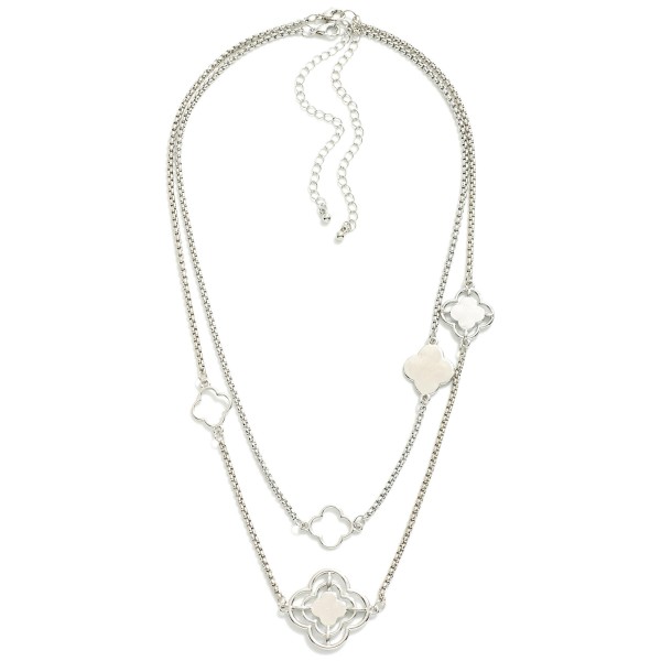Wholesale set Two Metal Box Chain Necklaces Metal Clover Stations L Extender L