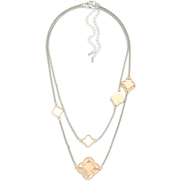 Wholesale set Two Metal Box Chain Necklaces Metal Clover Stations L Extender L