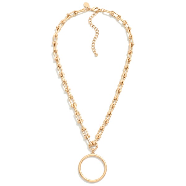 Wholesale metal U Link Necklace Hollow Circle Pendant L Extender L
