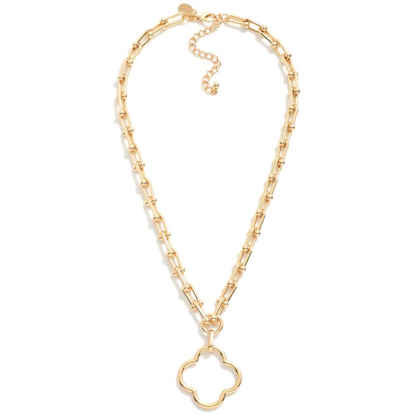Wholesale metal U Link Necklace Hollow Clover Pendant L Extender L