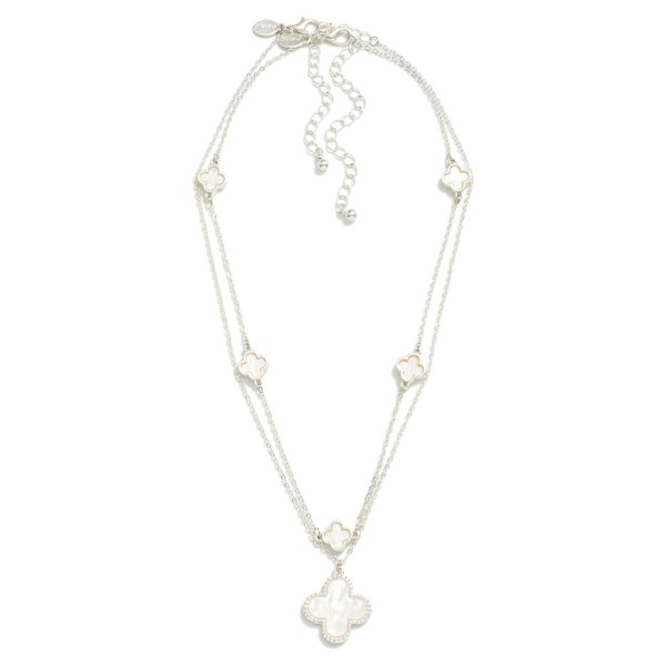 Wholesale set Two Metal Chain Link Necklaces Pearlescent Clover Stations Clover