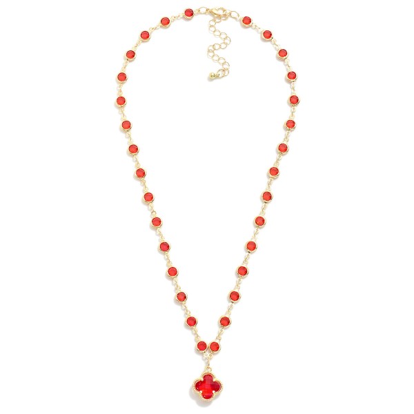 Wholesale linked Glass Crystal Station Necklace Glass Crystal Clover Pendant L E