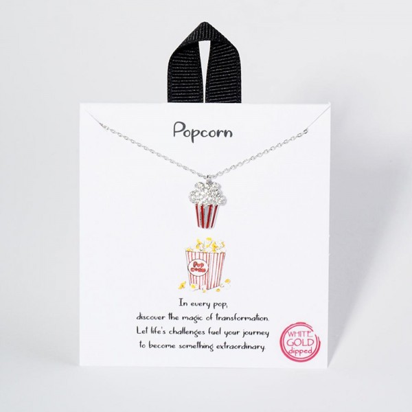 Wholesale dainty Chain Link Necklace Cubic Zirconia Bag Popcorn Pendant Gold Dip