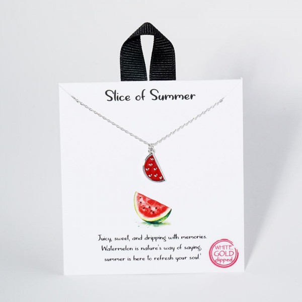 Wholesale dainty Chain Link Necklace Watermelon Slice Pendant Gold Dipped Hypoal