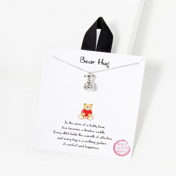 Wholesale dainty Chain Link Necklace Bear Hugging Heart Pendant Gold Dipped Hypo