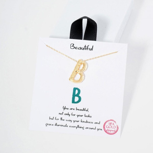 Wholesale dainty Chain Link Necklace Metal Bubble Initial Pendant Gold Dipped Hy