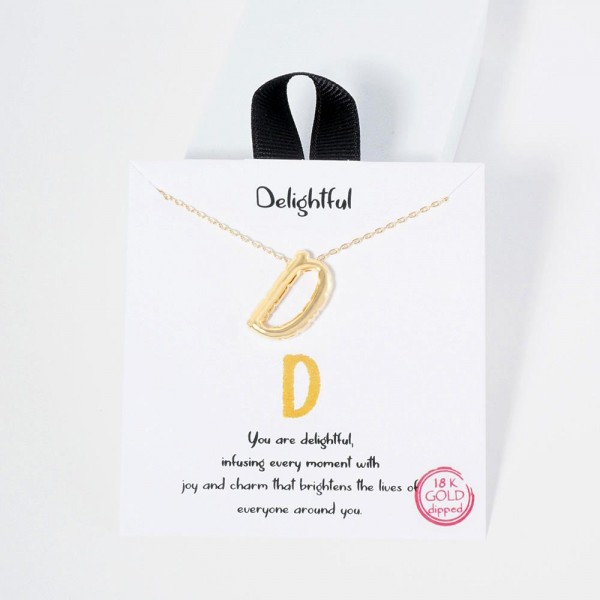 Wholesale dainty Chain Link Necklace Metal Bubble Initial Pendant Gold Dipped Hy