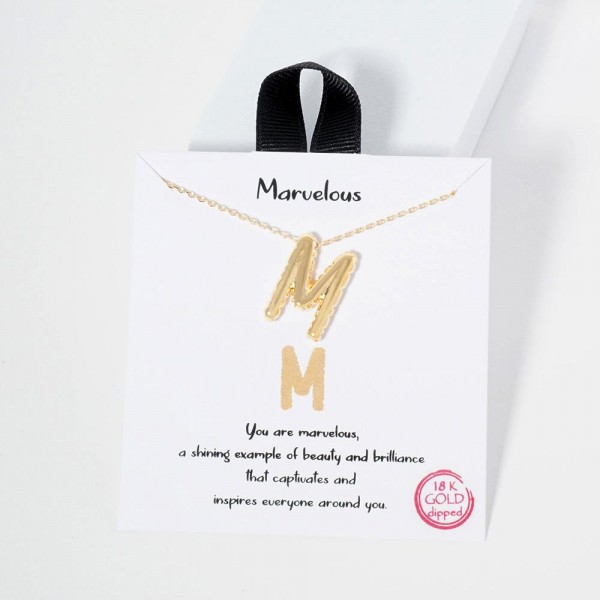 Wholesale dainty Chain Link Necklace Metal Bubble Initial Pendant Gold Dipped Hy