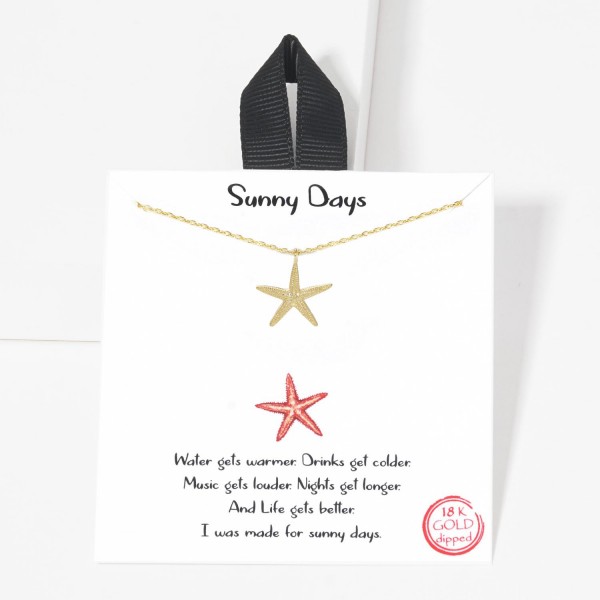 Wholesale dainty Chain Link Necklace Starfish Pendant Gold Dipped Hypoallergenic