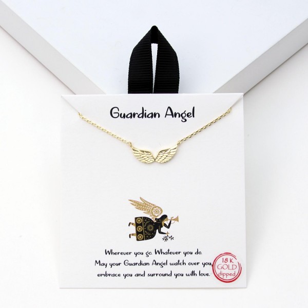 Wholesale dainty Chain Link Necklace Angel Wings Pendant Gold Dipped Hypoallerge