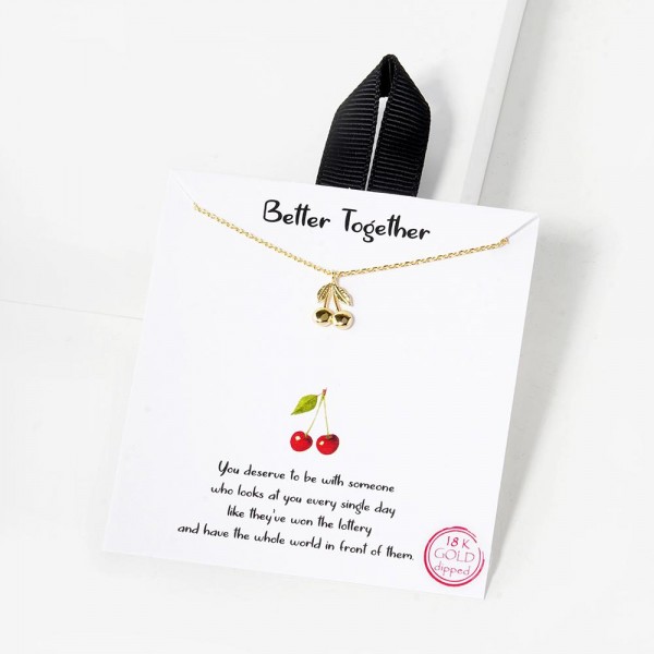 Wholesale dainty Chain Link Necklace Cherries Pendant Gold Dipped Hypoallergenic