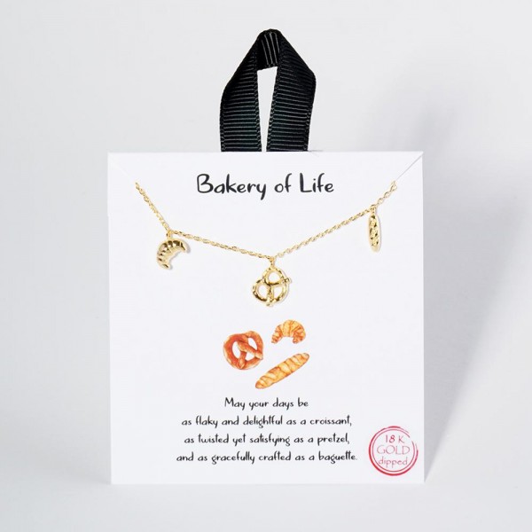 Wholesale dainty Chain Link Necklace Metal Types Bread Charms Gold Dipped Hypoal