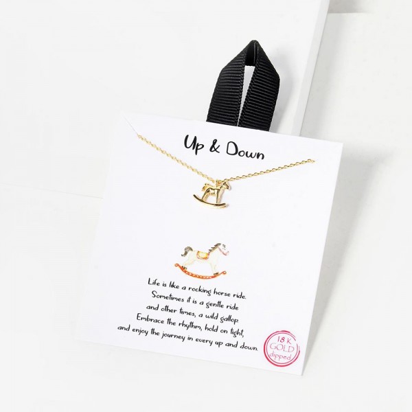 Wholesale dainty Chain Link Necklace Rocking Horse Pendant Gold Dipped Hypoaller