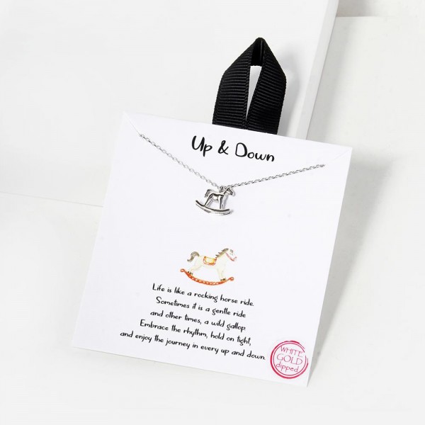Wholesale dainty Chain Link Necklace Rocking Horse Pendant Gold Dipped Hypoaller