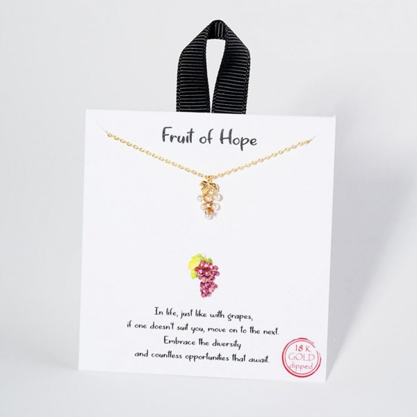 Wholesale dainty Chain Link Necklace Cubic Zirconia Pearl Grapes Pendant Gold Di