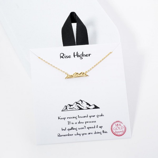 Wholesale dainty Chain Link Necklace Metal Mountain Range Pendant Gold Dipped Hy