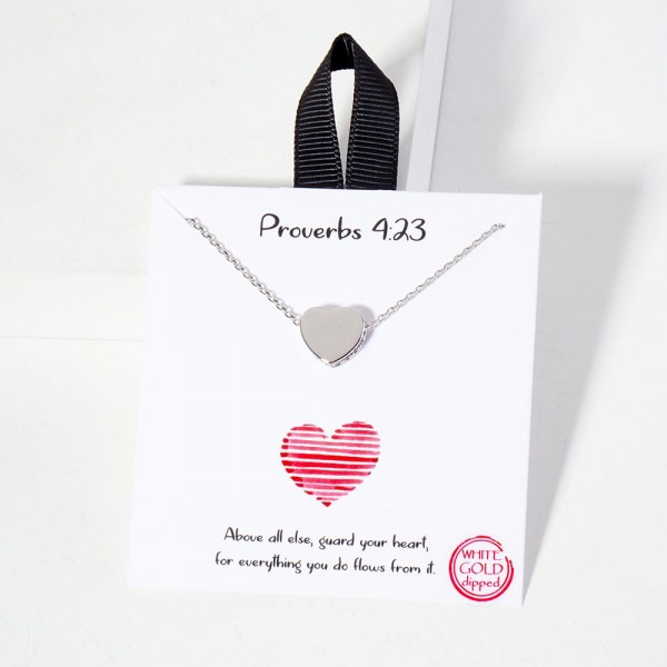Wholesale dainty Chain Link Necklace Metal Heart Pendant Cubic Zirconia Accents