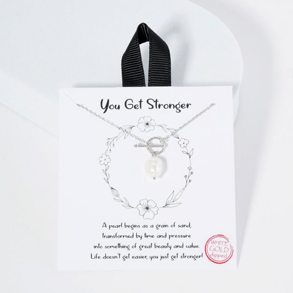 Wholesale dainty Chain Link Necklace Freshwater Pearl Pendant Toggle Clasp Gold