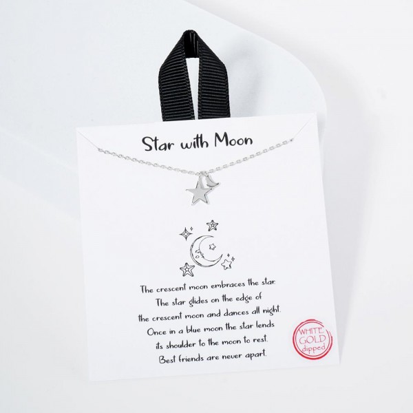 Wholesale dainty Chain Link Necklace Metal Moon Star Charms Gold Dipped Hypoalle