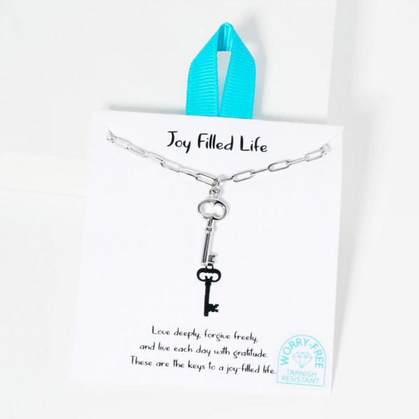 Wholesale paperclip Chain Link Necklace Metal Key Pendant Stainless Steel Tarnis
