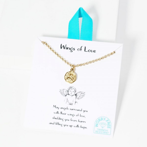 Wholesale rolo Chain Link Necklace Metal Angel Pendant Stainless Steel Tarnish R