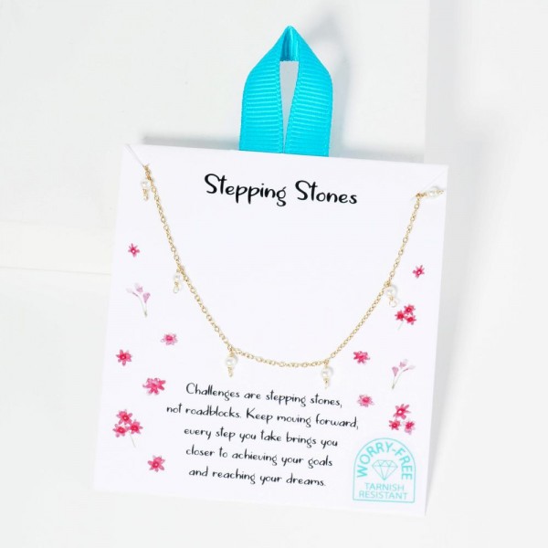 Wholesale dainty Chain Link Necklace Pearl Charms Stainless Steel Tarnish Resist