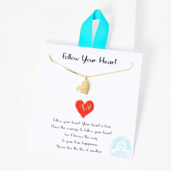 Wholesale dainty Chain Link Necklace Metal Heart Pendant Stainless Steel Tarnish