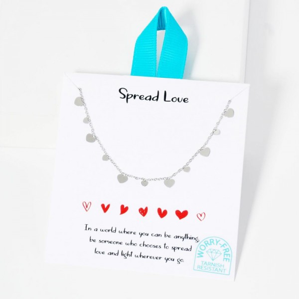 Wholesale dainty Chain Link Necklace Metal Heart Charms Stainless Steel Tarnish