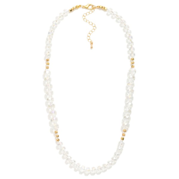 Wholesale glass Crystal Beaded Necklace Metal Cube Beads L Extender L