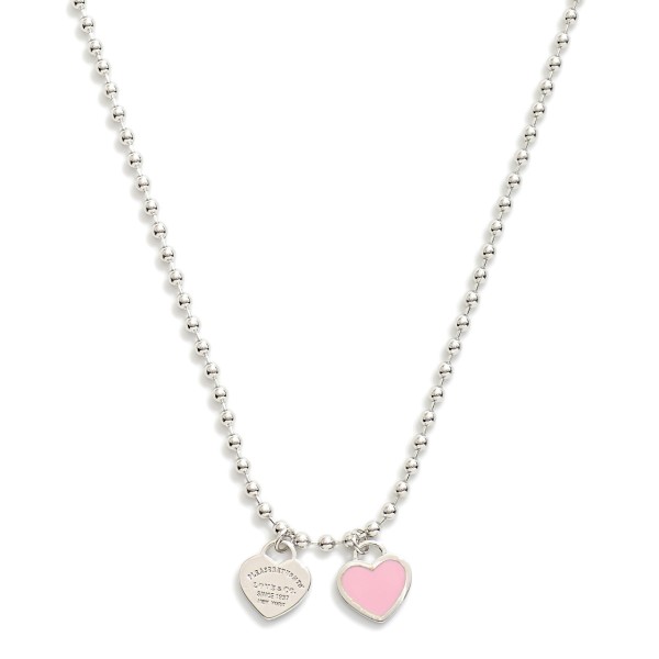 Wholesale gold Dipped Ball Chain Necklace Heart Pendants L Extender L Brass Base