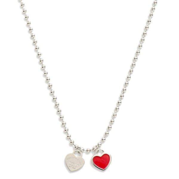 Gold Dipped Ball Chain Necklace Featuring Heart Pendants 

- Approximately 16" L
- Extender 2" L
- Brass Base