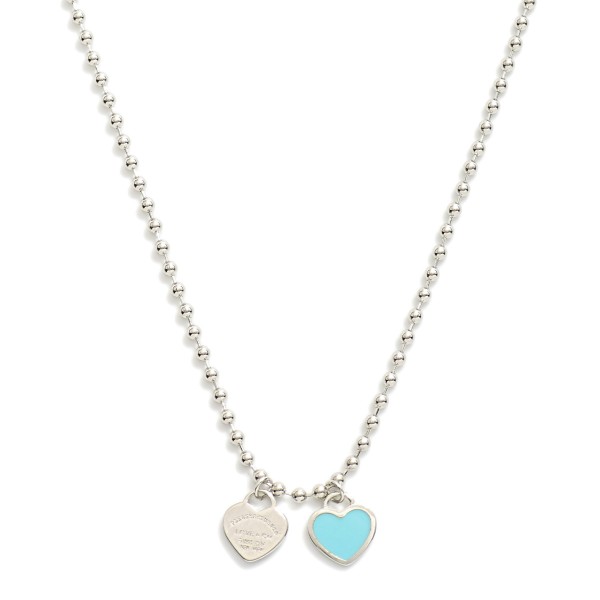 Wholesale gold Dipped Ball Chain Necklace Heart Pendants L Extender L Brass Base