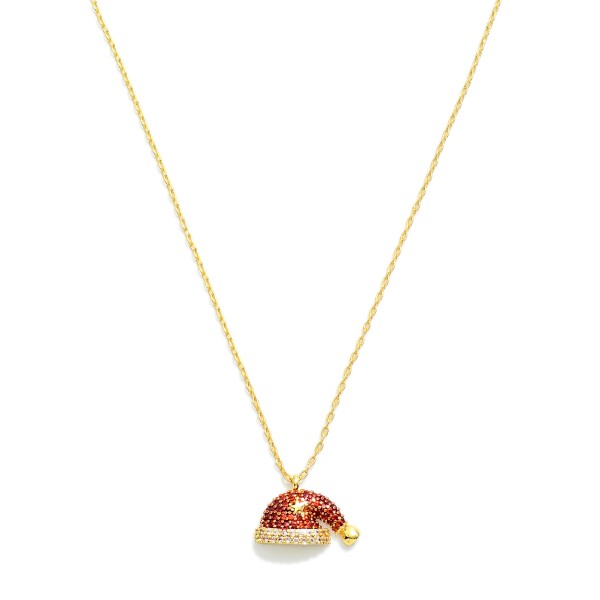 Wholesale dainty Chain Link Necklace Cubic Zirconia Santa Hat Pendant L Extender