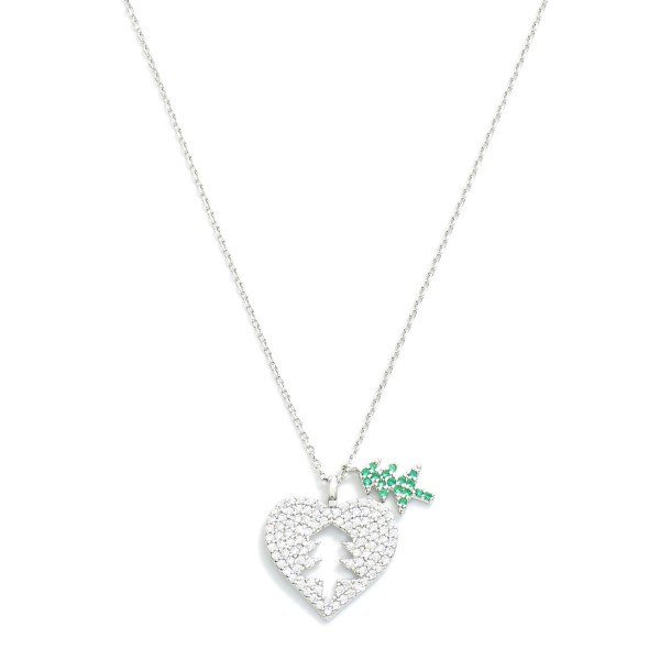Wholesale dainty Chain Link Necklace Cubic Zirconia Heart Christmas Tree Pendant