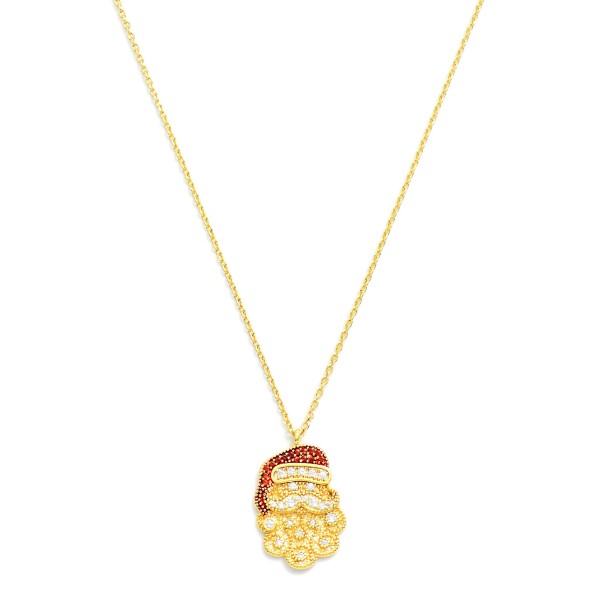 Wholesale dainty Chain Link Necklace Cubic Zirconia Santa Pendant L Extender L
