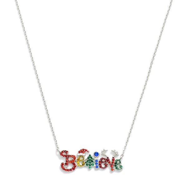 Wholesale dainty Chain Link Necklace Cubic Zirconia Believe Pendant L Extender L