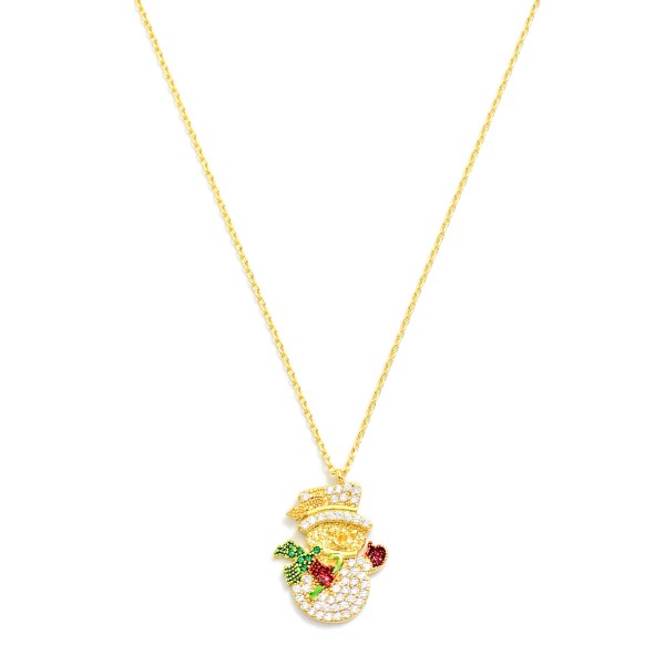 Wholesale dainty Chain Link Necklace Cubic Zirconia Snowman Pendant L Extender L